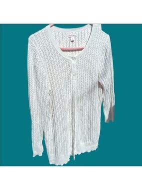 Merona Gray White Cardigan Sweater XL